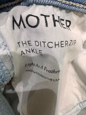 MOTHER Light Blue Denim Ankle Zip Jeans